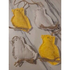 Christmas Ornaments  Handmade Gift  Primitive Colorful Cottage Chick - Set of 4